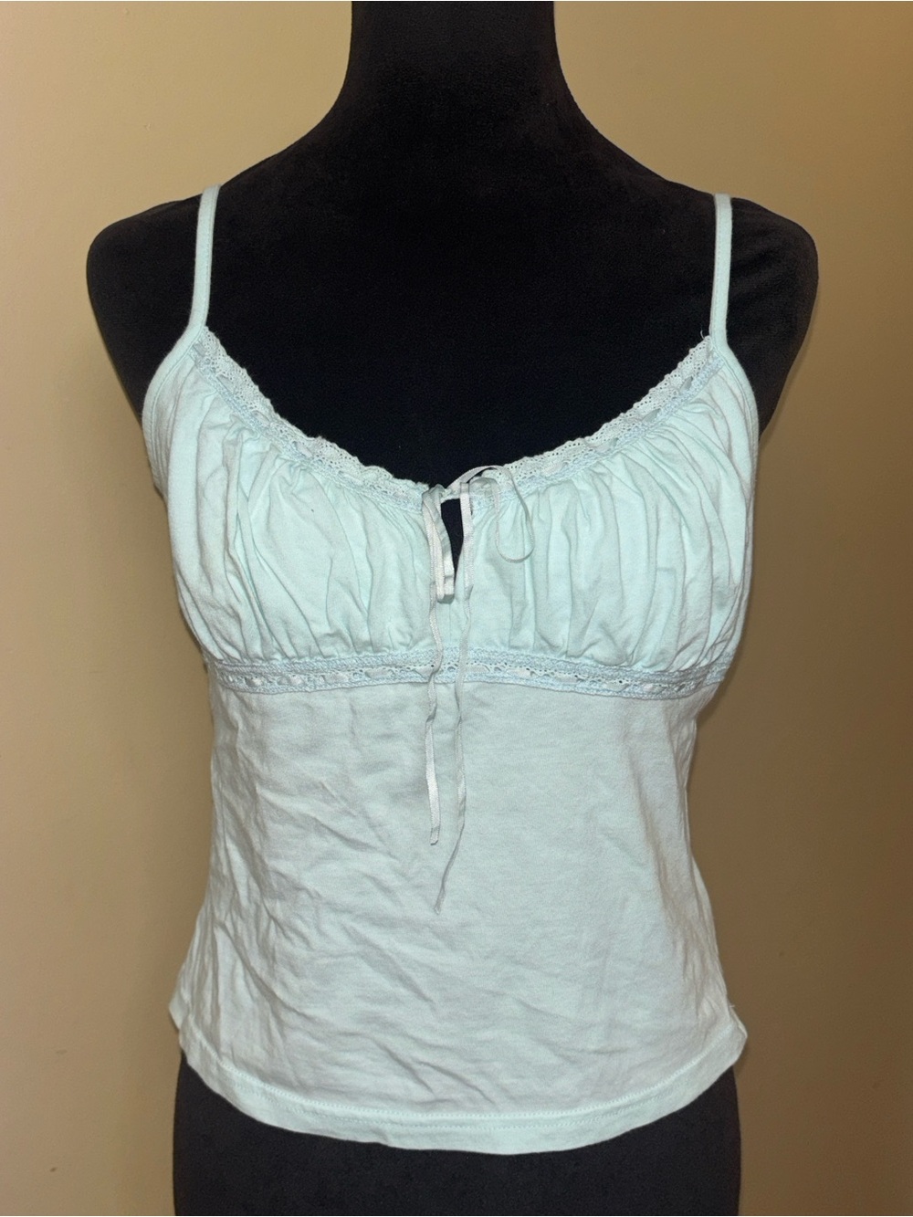 Y2k Express 100% cotton pale aqua shade babydoll camisole top